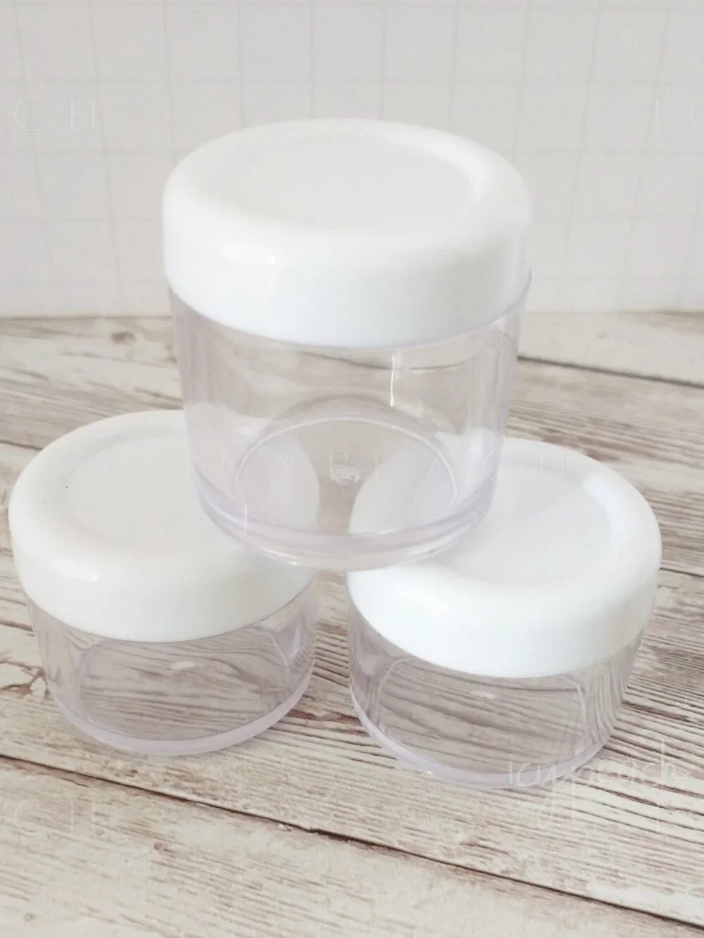 Mini Plastic Jars 3 Pack 0.5-0.75oz Screw Top Lid Travel Makeup Lotion Storage